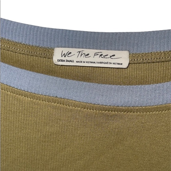 FREE PEOPLE Green Patchwork Oversized Long Sleeve Top Size XS - Picture 4 of 10